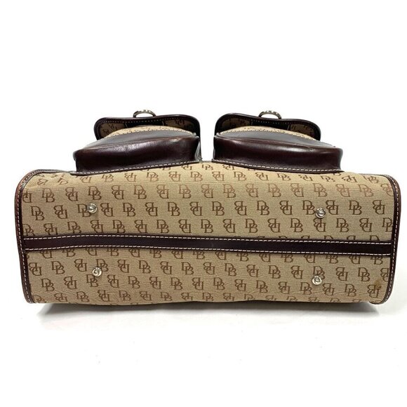 Dooney & Bourke Anniversary Double Pocket Satchel Khaki Canvas Burnt Cedar Y2K - Picture 11 of 16